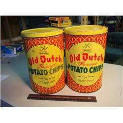 Old Dutch Potato Chip Cans (2)(11 ½” Tall)