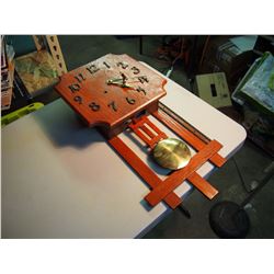 Mission Wall Clock With Brass Pendulum, 24” Tall