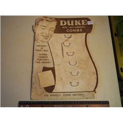 Cardboard Advertisement for Dukes Combs