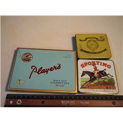 Tobacco Flat Tins (3) Express Cigarette, JW Collins, Players Navy Cut