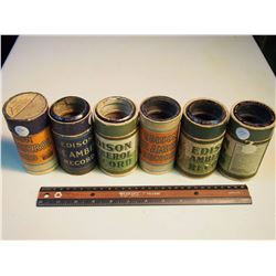 Six Edison Assorted Cylinder Records