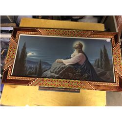 Ukrainian Motif Framed Picture of Jesus, 36”x21”