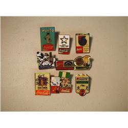 Lot of 10 different Coca-Cola Lapel Pins