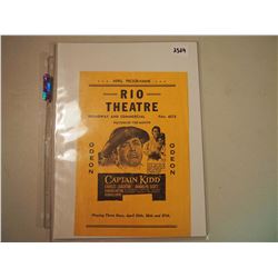 1954, Rio Theatre (Odeon) Vancouver, B.C. Playbill: Call of the Wild, Don’t Fence Me In, Captain Kid