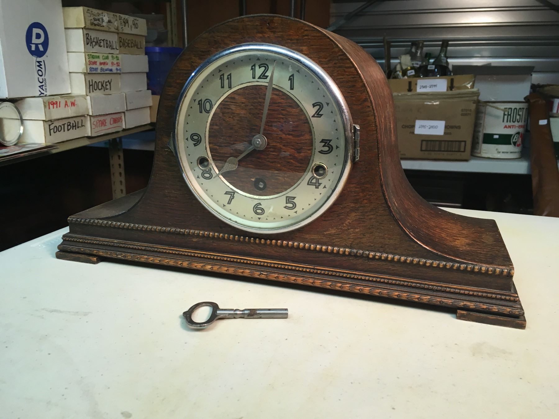 Antique Made In England Mantle Clock With Key Bodnarus Auctioneering