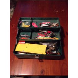 Vintage Metal Tacklebox With Contents, Willie Side Liner