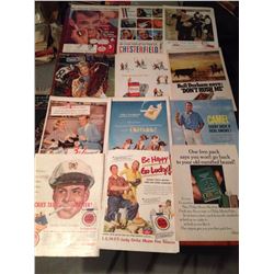 Tobacco Ads (25), Chesterfiels, Lucky Strike, Old Gold, Winston, DurHam