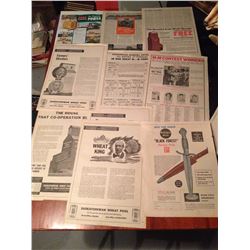 Mixed Lot Of Ads (25), Wheatpool, Blackforest Knife, Tractors, Weager, Wheeler, 1920's