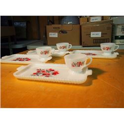 Matching Sets of Trays and Tea Cups (4 Pairs)