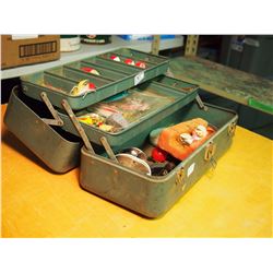 Metal Tackle Box (With Fishing Tackles, Lures, Etc;)