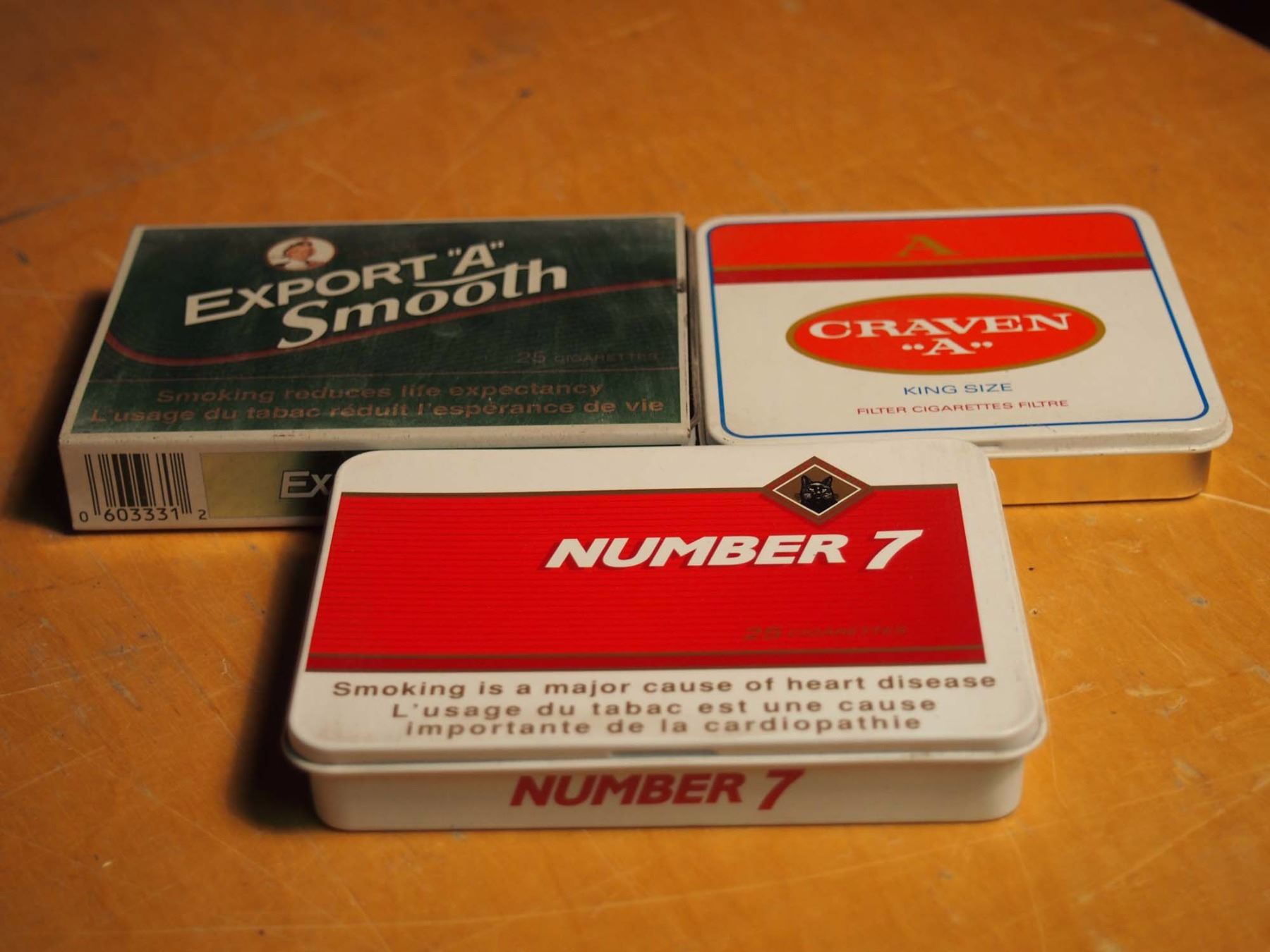 cigarette number seven Assorted Cigarette Tins (3)(Number 7, Craven cigarette number seven Assorted Cigarette Tins (3)(Number 7, Craven