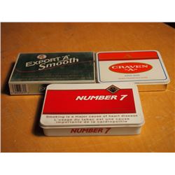 Assorted Cigarette Tins (3)(Number 7, Craven "A", Export "A")