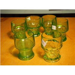 Green Depression Glass Cups (6)(4 Matching, Two Extra)