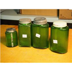 Matching Set Depression Glass Containers (4)