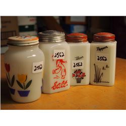 Milkglass Salt and Pepper Shakers (4)