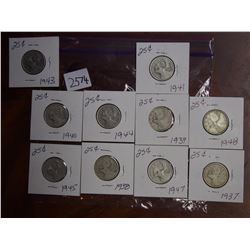 Canadian Quarters (10) (1937-1948)