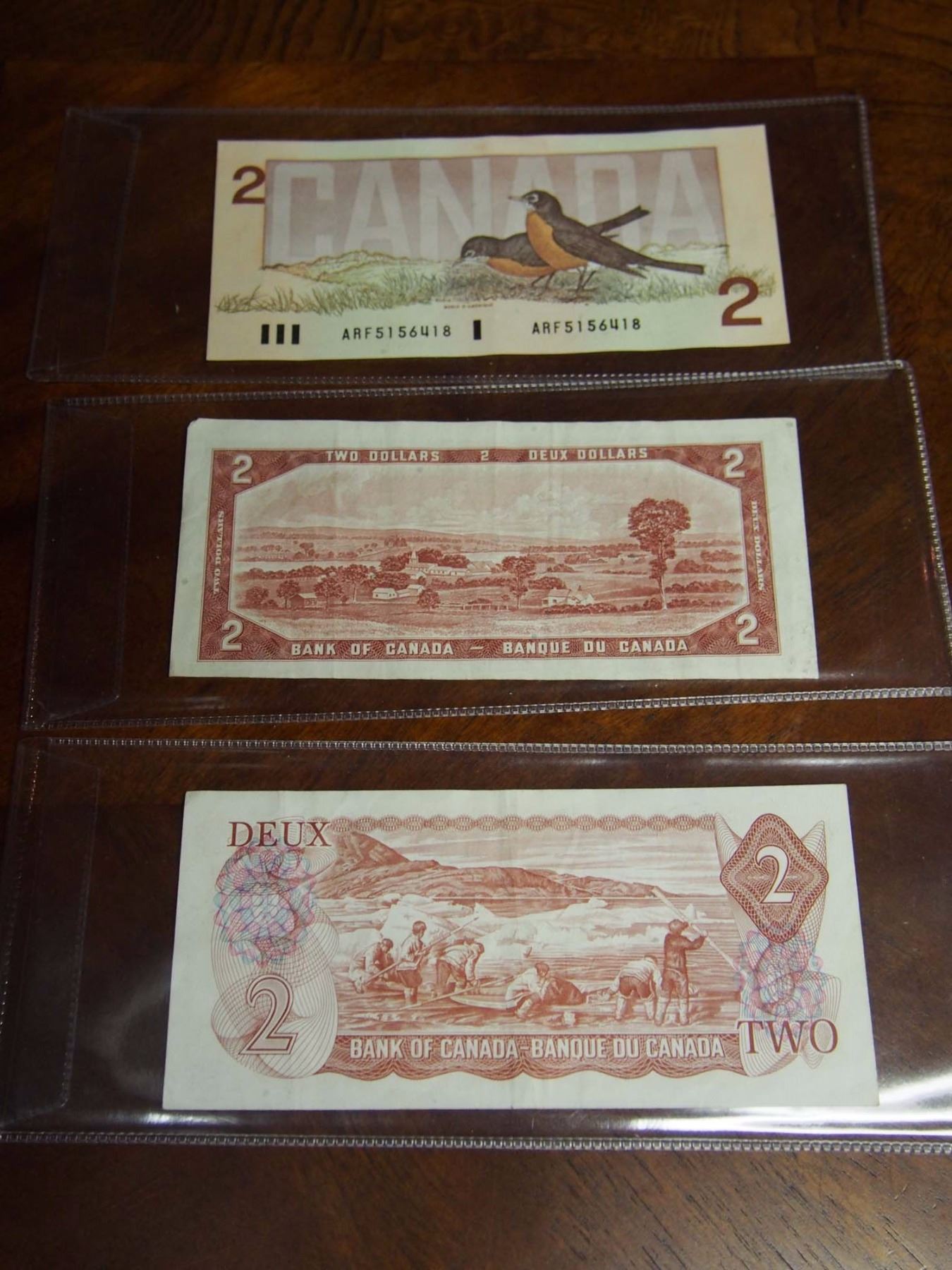 Canada 2-Dollar Bills (1954, 1974, 1986) (4)