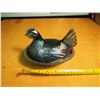 Image 1 : Blue Iridescent Carnival Glass Hen On Nest