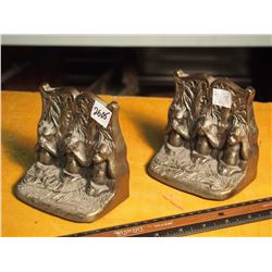 Pair Of Metal Monkey Bookends (Speak / See / Hear No Evil)