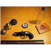 Image 2 : Lot of Misc (Vintage Pistol Lighter, Calgary Alta Leather Wallet, Glass Hand Bottle with Cap, Compas