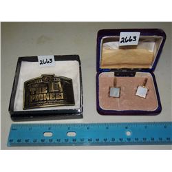 1913-1993 Pioneer Belt Buckle & Birks Cufflinks
