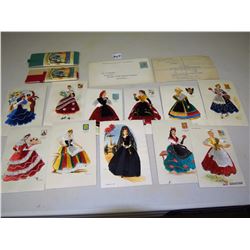 Assorted Postcards (Made In Spain) (Ladies Dresses Made With Thread)