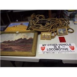 Metal Advertising, Decals, Framed Pictures, Come Alongs