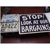 Image 1 : License Plates (2), Cardboard Window Display (12"x14")