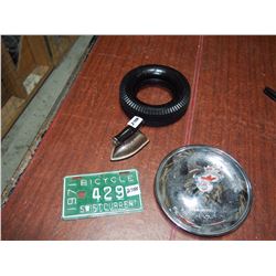 License Plate, Salesman Sample Iron, Rubber Tire, Candy Dish