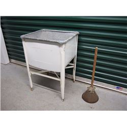 White Enamel Galvanized Legged Wash Stand, With Agitator