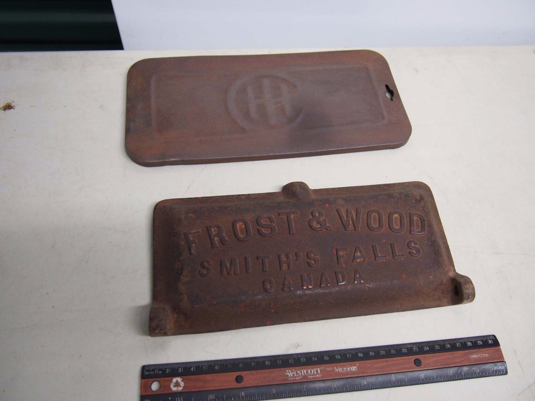 Antique Implement Tool Box Lids (IHC Steel, Frost And Wood Cast Iron