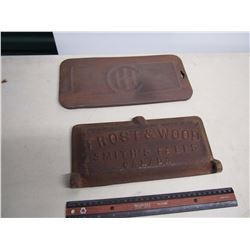 Antique Implement Tool Box Lids (IHC Steel, Frost And Wood Cast Iron)