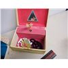 Image 4 : Vintage Windup Childrens Jewelry Boxes, (2) W/ Contents, Beads, Earrings