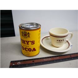 Vintage Fry’s Cocoa Tin, Cup & Saucer