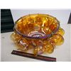 Image 2 : Carnival Glass Marigold Punch Bowl Set, No Chips Or Cracks (12 Cups)