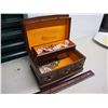 Image 1 : Vintage Wood Jewellery Box W/ Jewellery