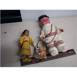 Vintage Eskimo Dolls (2) W/ Dream Bag