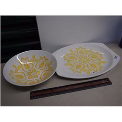 English Ironstone, Tulip Time Gold, J&C Meakin Plate And Bowl