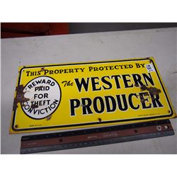 Metal Property Protected By The Western Producer Sign