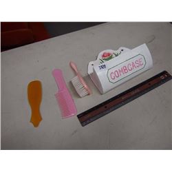 Antique Metal Comb Case Wall Mount