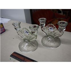 Vintage Glass Cut Candle Holders (2)