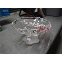 Etched Frosted Pedestal Glass Candy Dish