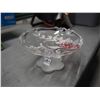 Image 1 : Etched Frosted Pedestal Glass Candy Dish
