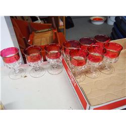 1940’s Indiana Glass 4oz Stemmed Kings Crown Thumbprint Ruby Glass Crown Claret (9)