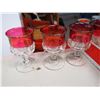 Image 2 : 1940’s Indiana Glass 4oz Stemmed Kings Crown Thumbprint Ruby Glass Crown Claret (9)