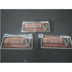 1954 2 Dollar Bills (3) (Beattie Rosminsky, Douey Rosminsky, Lawson Bouey)