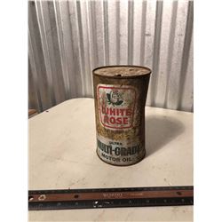 White Rose Motor Oil Tin, One Quart