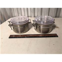 Pair of Metal Containers With Gasket Sealed Lids And Contents