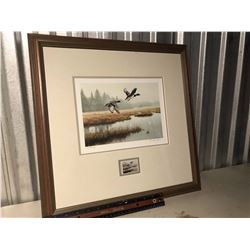 Framed Ducks Unlimited Stamp And Print