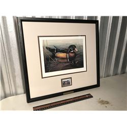 Framed Ducks Unlimited Stamp And Print With Certificate Of Authenticity